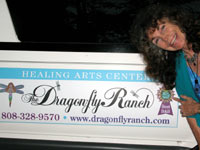 Barbara with car sign