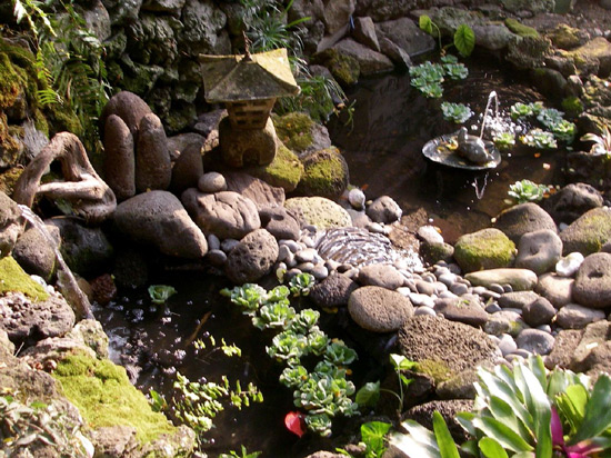 the fountain at the dragonfly ranch in hawaii